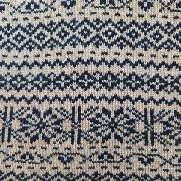 NWOT Wool Fair Isle Snowflake Scarf Black & Tan - Picture 5 of 9